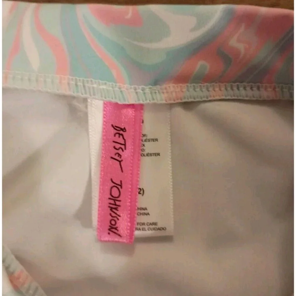 BETSEY JOHNSON Girls Size 12 Rash Guard Swim Suit Top Mermaids Have More Fun